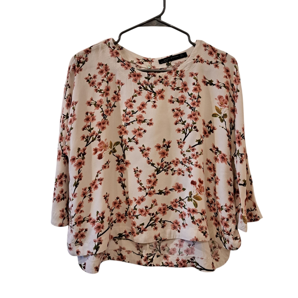 Zara floral hi low top Blouse size M
